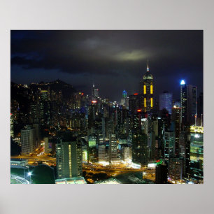 Hongkong in der Nacht Poster