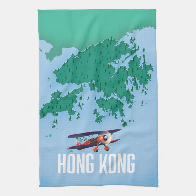 Hongkong-Karte Geschirrtuch (Vertikal)