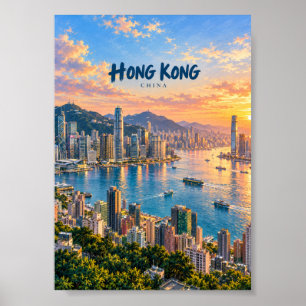 Hongkong malerische Reise Kunst Poster