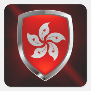 Hongkong-Metallic-Emblem Quadratischer Aufkleber