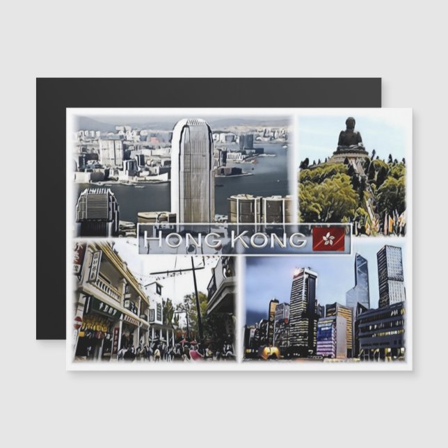 Hongkong - Mosaik - Magnetkarte (Vorne/Hinten)