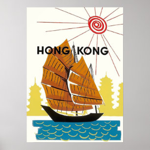 Hongkong Retro Vintage Travel Poster