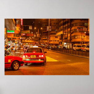 Hongkong - ruhige nächtliche Straßenszene am Mong  Poster