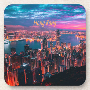 Hongkong Skycraper Skyline Night Lights Getränkeuntersetzer