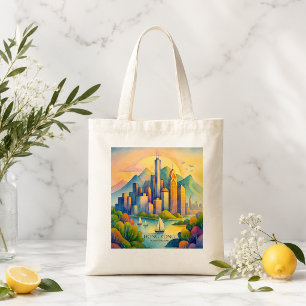 Hongkong Skyline Aquarell   Reise Gif Tragetasche