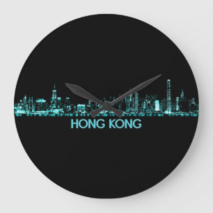 Hongkong-Skyline Große Wanduhr