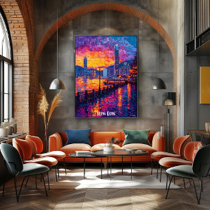 Hongkong-Skyline-Poster – Lebendige asiatische Sta Poster