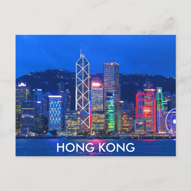 Hongkong Skyline Postkarte (Vorderseite)