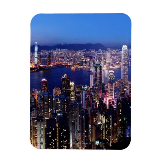 Hongkong Victoria Harbour bei Nacht Magnet (Vertikal)