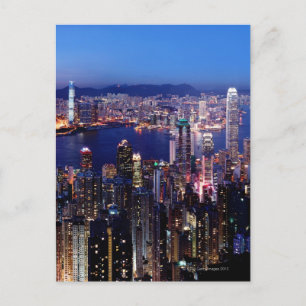 Hongkong Victoria Harbour bei Nacht Postkarte