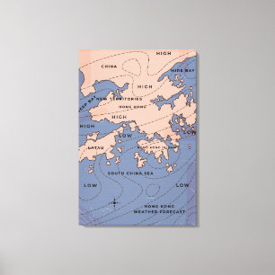 Hongkong-Wetterkarte im Vintage-Stil Leinwanddruck