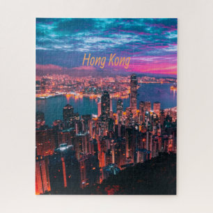 Hongkong Wolkenkratzer Skyline Nachtlicht