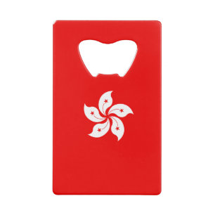 Hongkonger Flagge Weißer Orchid auf Rot Kreditkarten Flaschenöffner