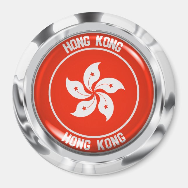 Hongkonger Runde Emblem Magnet (Vorne)