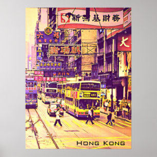 Hongkonger Straßenbahn Vintage Poster