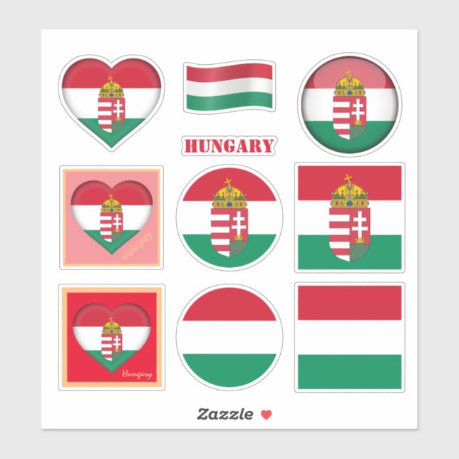 Hongrie stickers & drapeau hongrois, coeur /sports (Feuille)