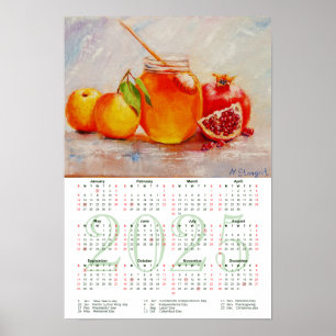 Honig, Äpfel und Granatäpfel. Kunstkalender 2025 Poster