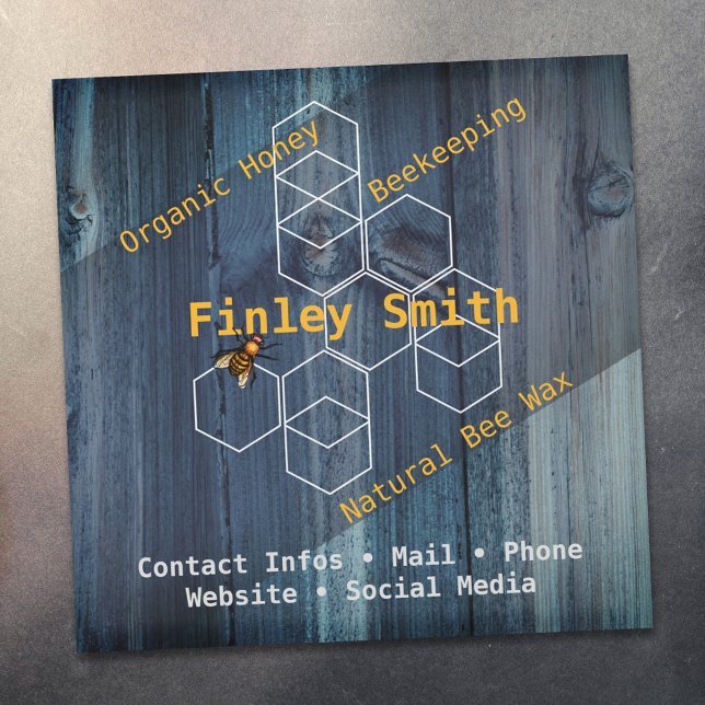 Honig bee hexagon ・ Blauholztextur Benutzerdefinie Magnetkarte (Von Creator hochgeladen)