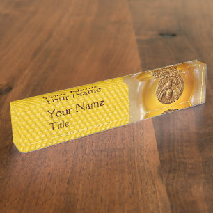 HONIG-BIENE UND BIENENWABE, BEEKEPER, IMKEREI NAMENSPLAKETTE