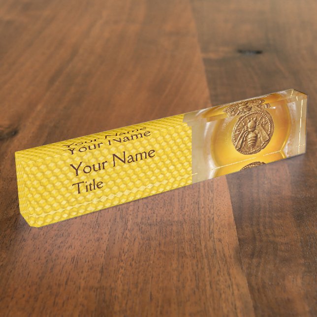 HONIG-BIENE UND BIENENWABE, BEEKEPER, IMKEREI NAMENSPLAKETTE (Seite)