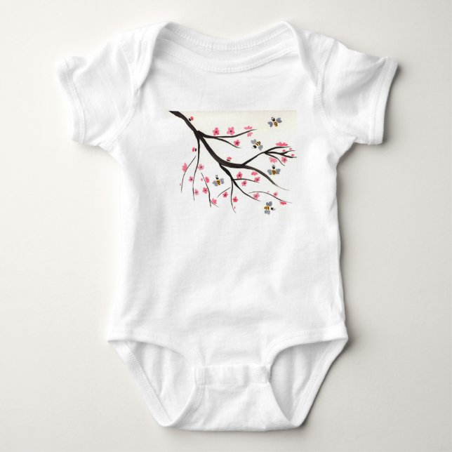 Honig-Biene und Kirschblüten-Baby-Ballettröckchen Baby Strampler (Vorderseite)