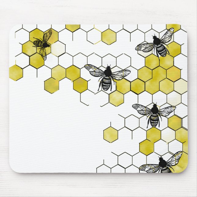 Honig-Bienen-Bienenwaben-Mausunterlage Mousepad (Vorne)