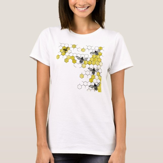 Honig-Bienen-Bienenwaben-Shirt T-Shirt (Vorderseite)