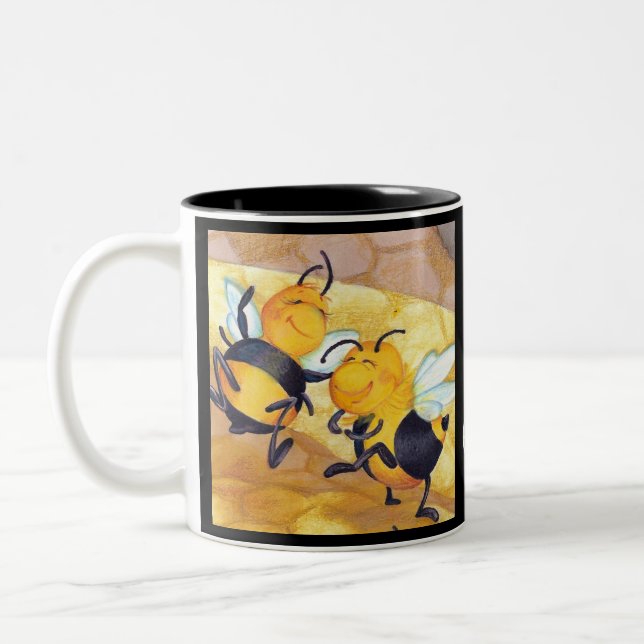 Honig-Bienen-Tanz/Tasse Zweifarbige Tasse (Links)
