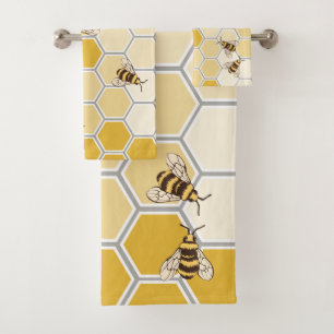 Honig-Bienen u. Bienenwabe Badhandtuch Set