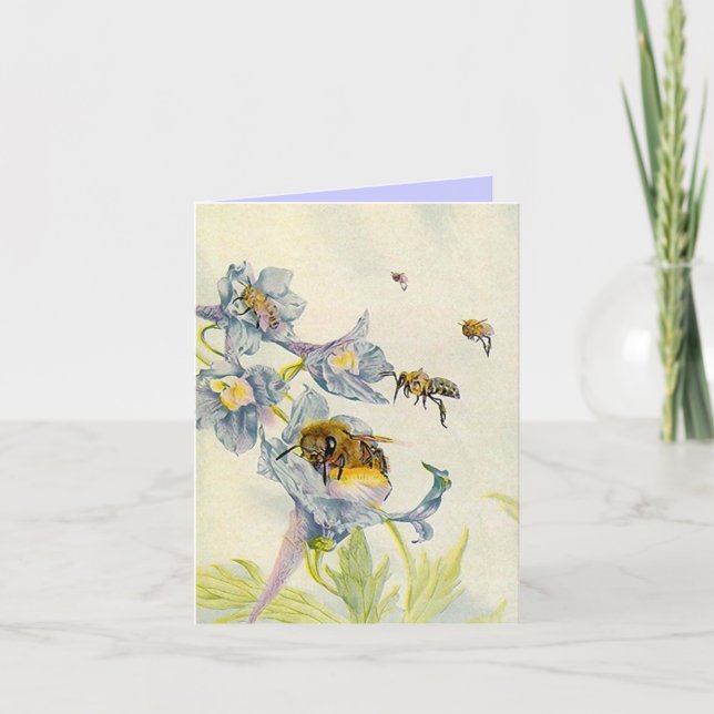 Honig-Bienen-u. Wildblumen-Flieder danken Ihnen Dankeskarte (Vorderseite)
