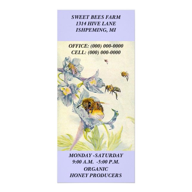 HONIG-BIENEN u. WINDEN-BLUMEN Gestell-Karten Werbekarte (Vorne)