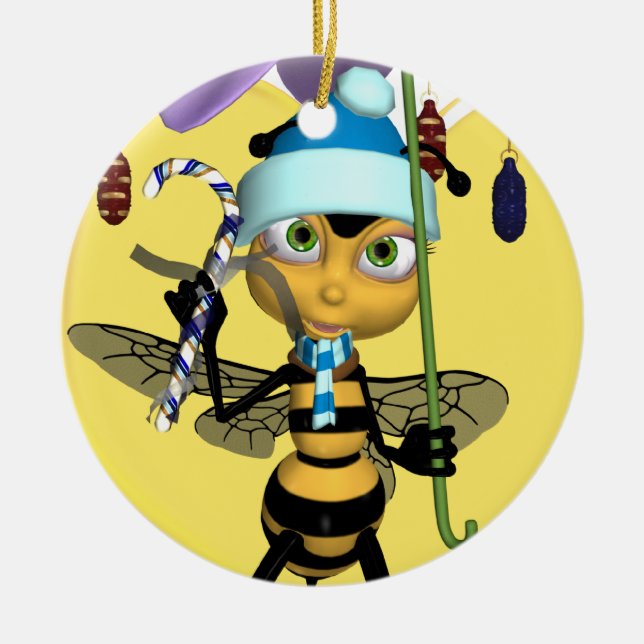 Honig-Bienen-Weihnachtsverzierung - niedliche Keramik Ornament (Vorne)