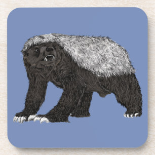 Honig-Dachs Furchtlose Einstellung Tierillustratio Untersetzer
