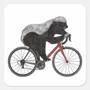 Honig-Dachs-Radsport Lustiger, verrückter Tier-Rad Quadratischer Aufkleber