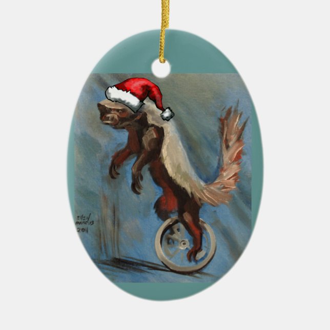 Honig-Dachs-Weihnachten Keramikornament (Vorne)