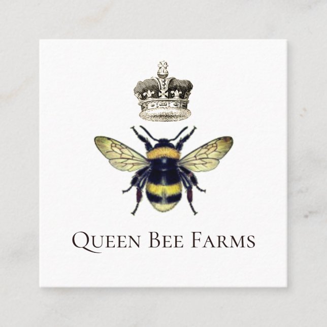 Honig der Königin Bee Crown Apiary Quadratische Visitenkarte (Vorderseite)