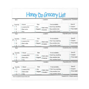 Honig do Lebensmittelliste ... Notizblock