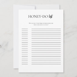 Honig-Do-List-Karte für Minimalistisches Brautpart Einladung