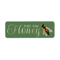 Honig Embossed Gold Text Realistische Biene auf Gr
