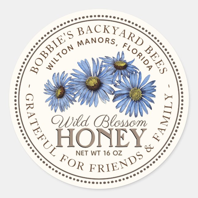 Honig für Wildblume Runder Aufkleber (Vorderseite)