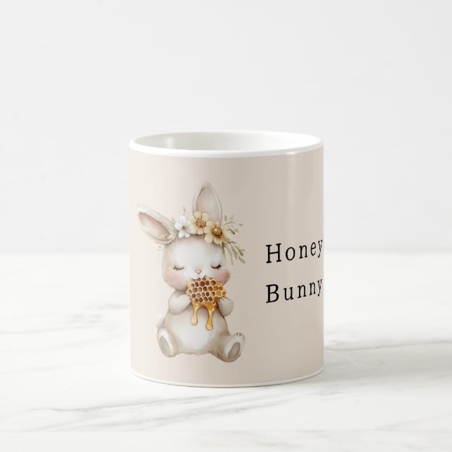Honig-Häschen-Blumen Kaffeetasse (Mittel)
