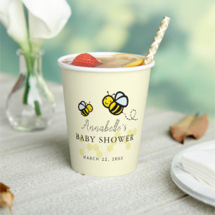 Honig/Hummelbienen & Daisy Baby Dusche gelb Pappbecher