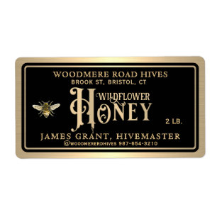 Honig-Jar-Label mit Bienen und Honig-Tropfen