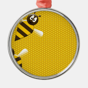 Honig-Kamm-gelbes Goldbienen-Bienen-Muster-Kunst Silbernes Ornament