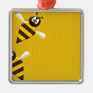 Honig-Kamm-gelbes Goldbienen-Bienen-Muster-Kunst Silbernes Ornament