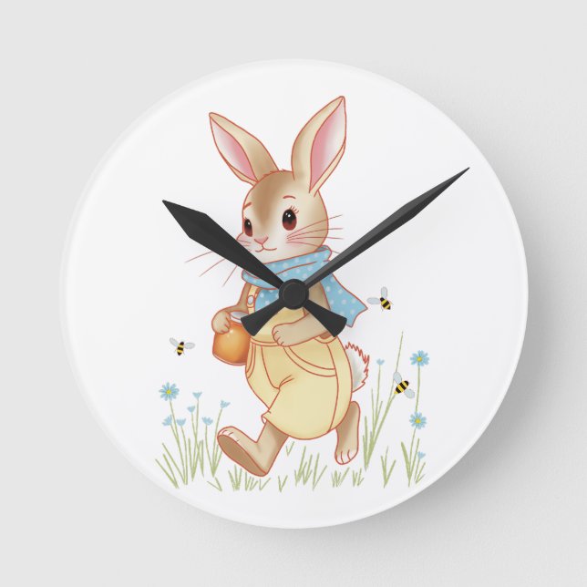 Honig Kaninchen Runde Wanduhr (Vorderseite)