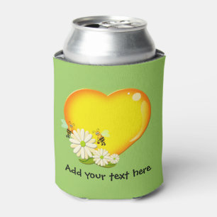 Honig Liebe Herz, Honigbienen und Blume Custom Dosenkühler