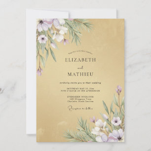 Honig-Lila-Laub-Eukalyptus-Hochzeit Einladung