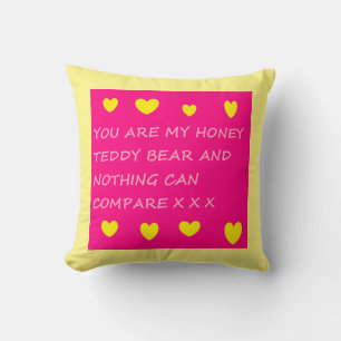Honig Teddy Bär Logo Kissen Kissen rosa gelb