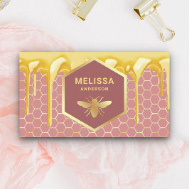 Honig trinken Dusty Pink Gold Honeycomb Honey Bee Visitenkarte